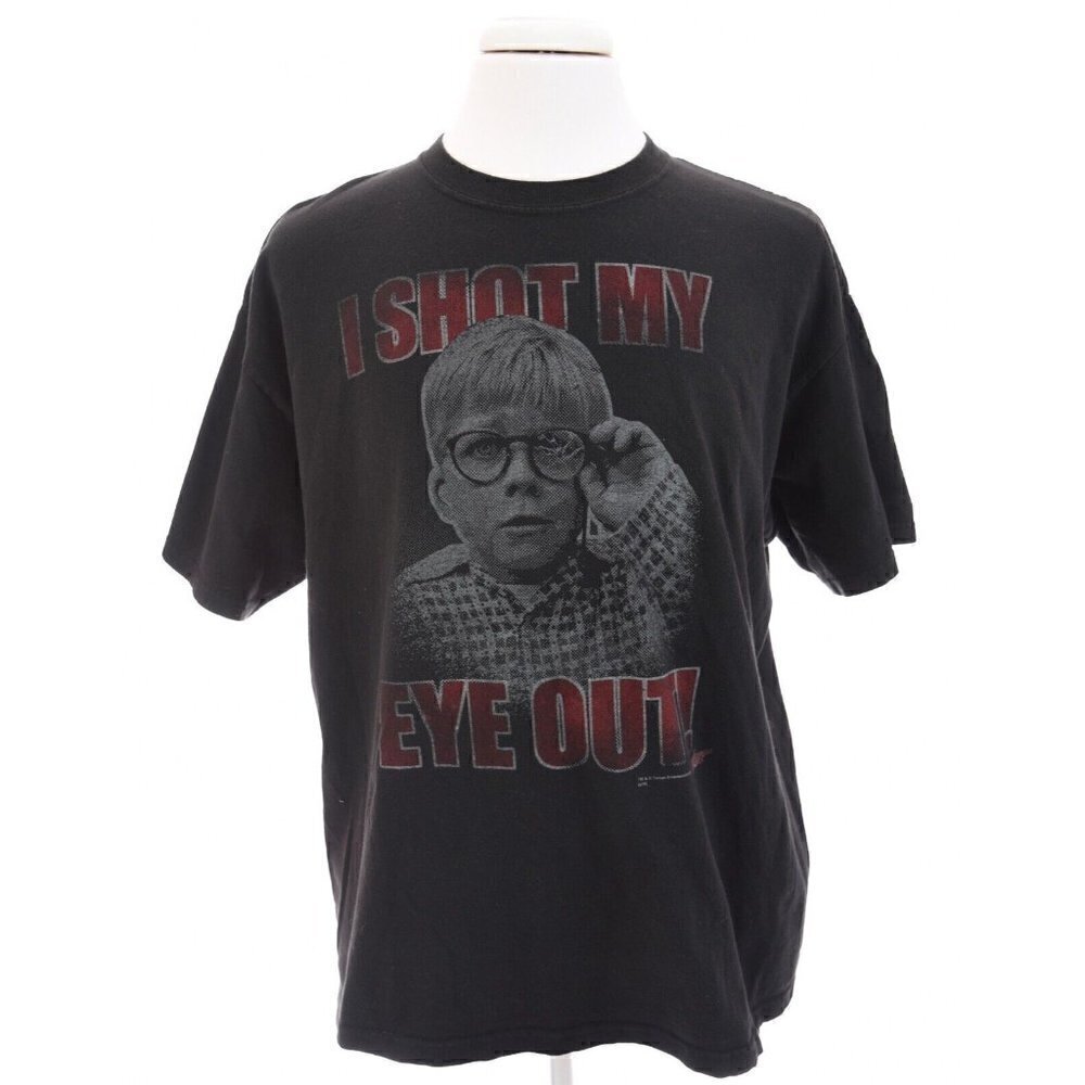 A Christmas Story Movie Mens "I Shot My Eye Out" Graphic T-Shirt Black Sz XL